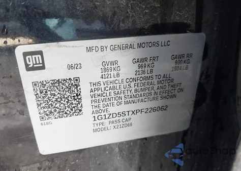 2023 Chevrolet Malibu Fwd 1Lt from USA, damaged, VIN 1G1ZD5STXPF226062